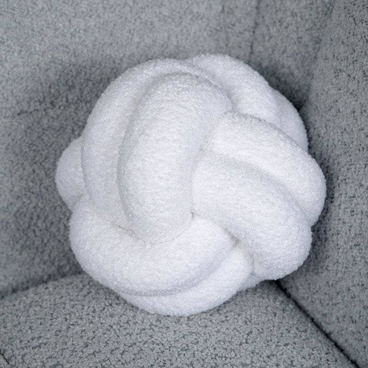 Homeware  -  White Boucle Knot Ball Cushion - 19cm  -  60008212