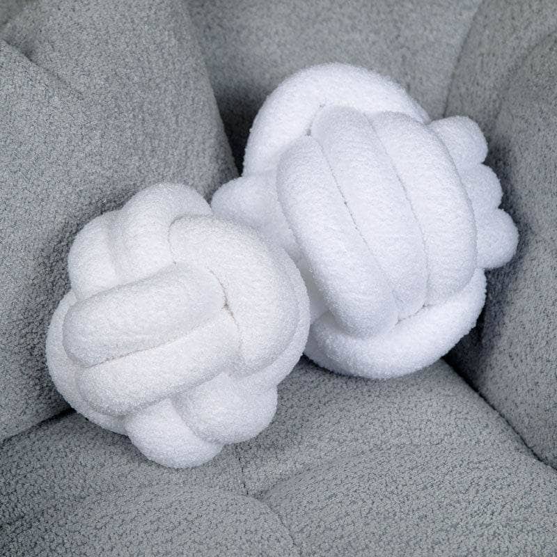 Homeware  -  White Boucle Knot Ball Cushion - 27cm  -  60008208