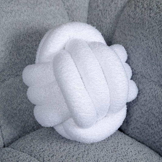 Homeware  -  White Boucle Knot Ball Cushion - 27cm  -  60008208