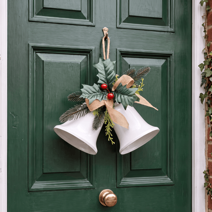 Christmas  -  White Hanging Twin Bells - 30cm  -  60487961