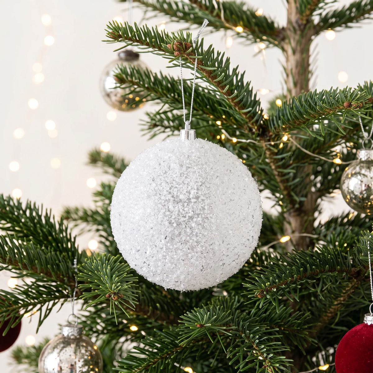 Christmas  -  White Ice Bauble - 10cm  -  60487495