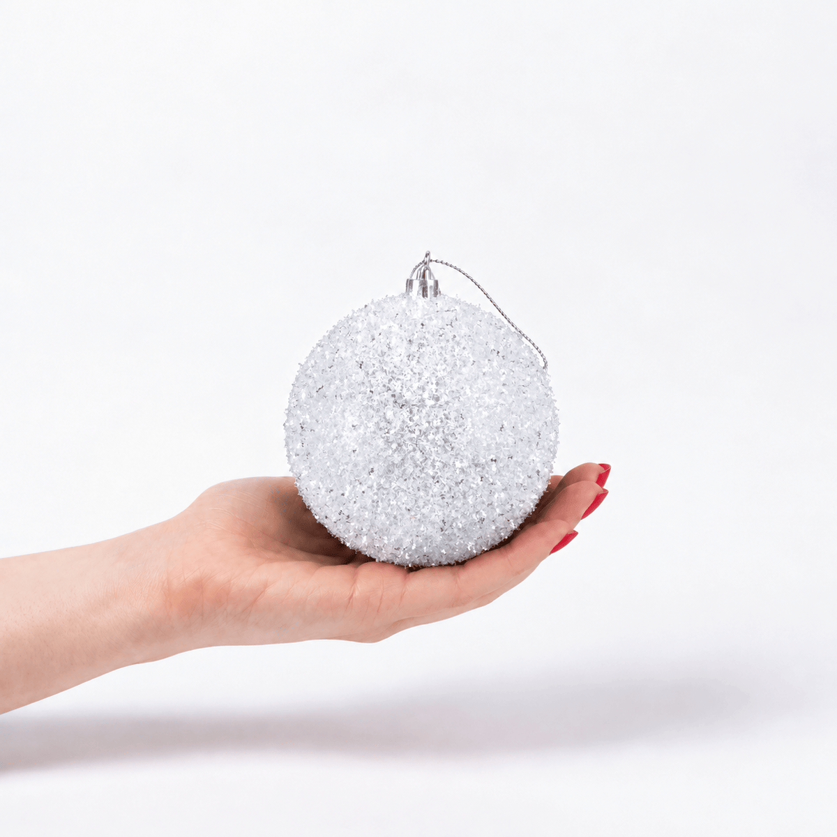 Christmas  -  White Ice Bauble - 10cm  -  60487495