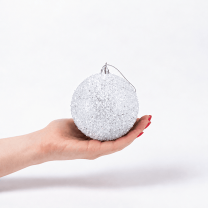 Christmas  -  White Ice Bauble - 10cm  -  60487495