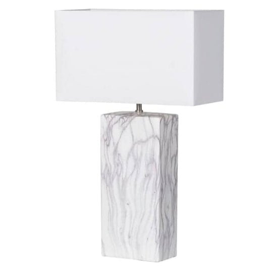 White Marble Effect Table Lamp With Shade