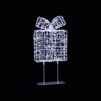 Christmas  -  White Twinkling Light Silver Parcel - 45cm  -  60487747