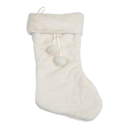 Winter White Pom Pom Stocking - 60cm-  60008716