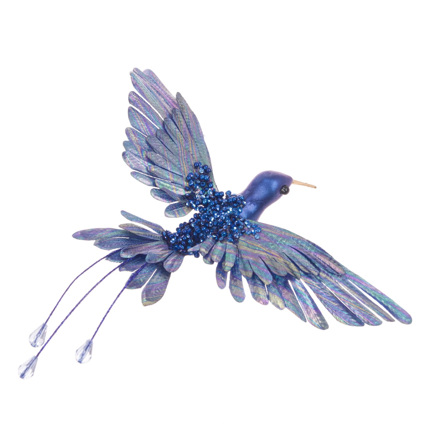 Christmas  -  Blue Beaded Hummingbird Clip-On Christmas Tree Decoration  - 20cm  -  60450874