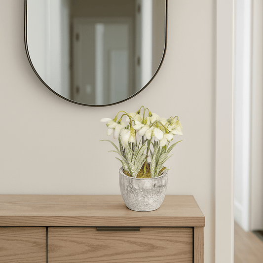 Christmas  -  Artificial Frosted Snowdrop In Pot - 18cm  -  60484275