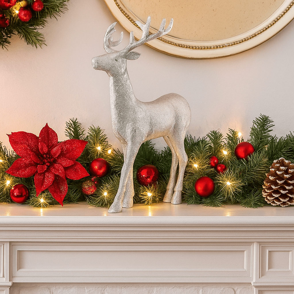 Christmas  -  Glitter Gold Standing Reindeer Ornament - 45cm  -  60014181