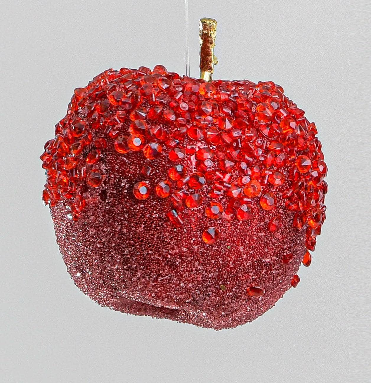 Red Glitter Apple Christmas Tree Decoration - 13cm -  60008631