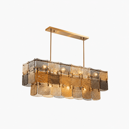 Lights  -  YS 10-1750-11 Iron with Smoked & Amber Glass 11 Light Chandelier  -  60485999