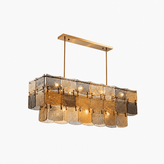 Lights  -  YS 10-1750-11 Iron with Smoked & Amber Glass 11 Light Chandelier  -  60485999