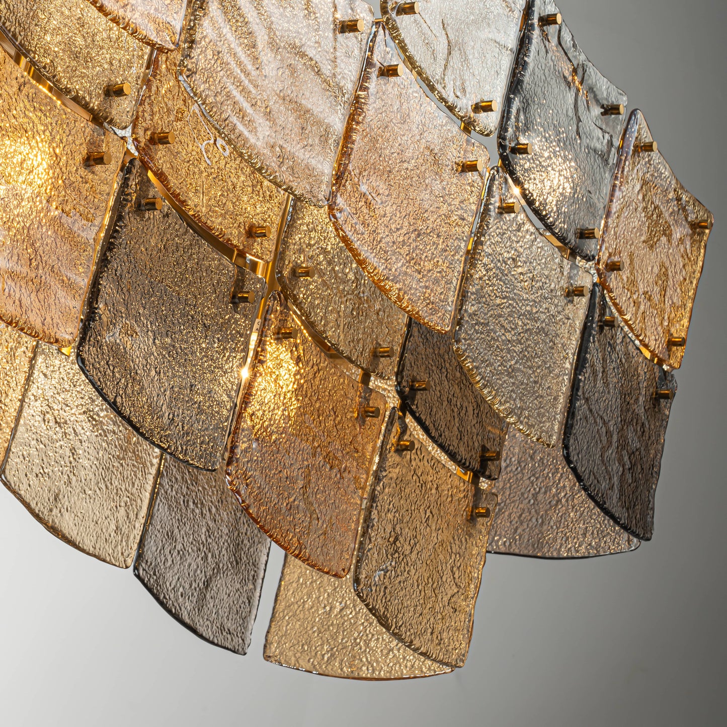 Lights  -  YS 10-1750-11 Iron with Smoked & Amber Glass 11 Light Chandelier  -  60485999