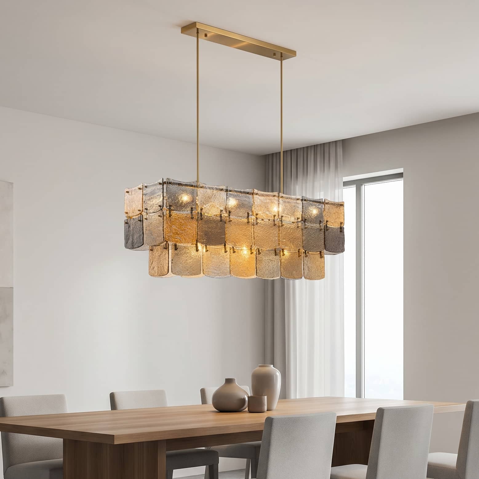 Lights  -  YS 10-1750-11 Iron with Smoked & Amber Glass 11 Light Chandelier  -  60485999