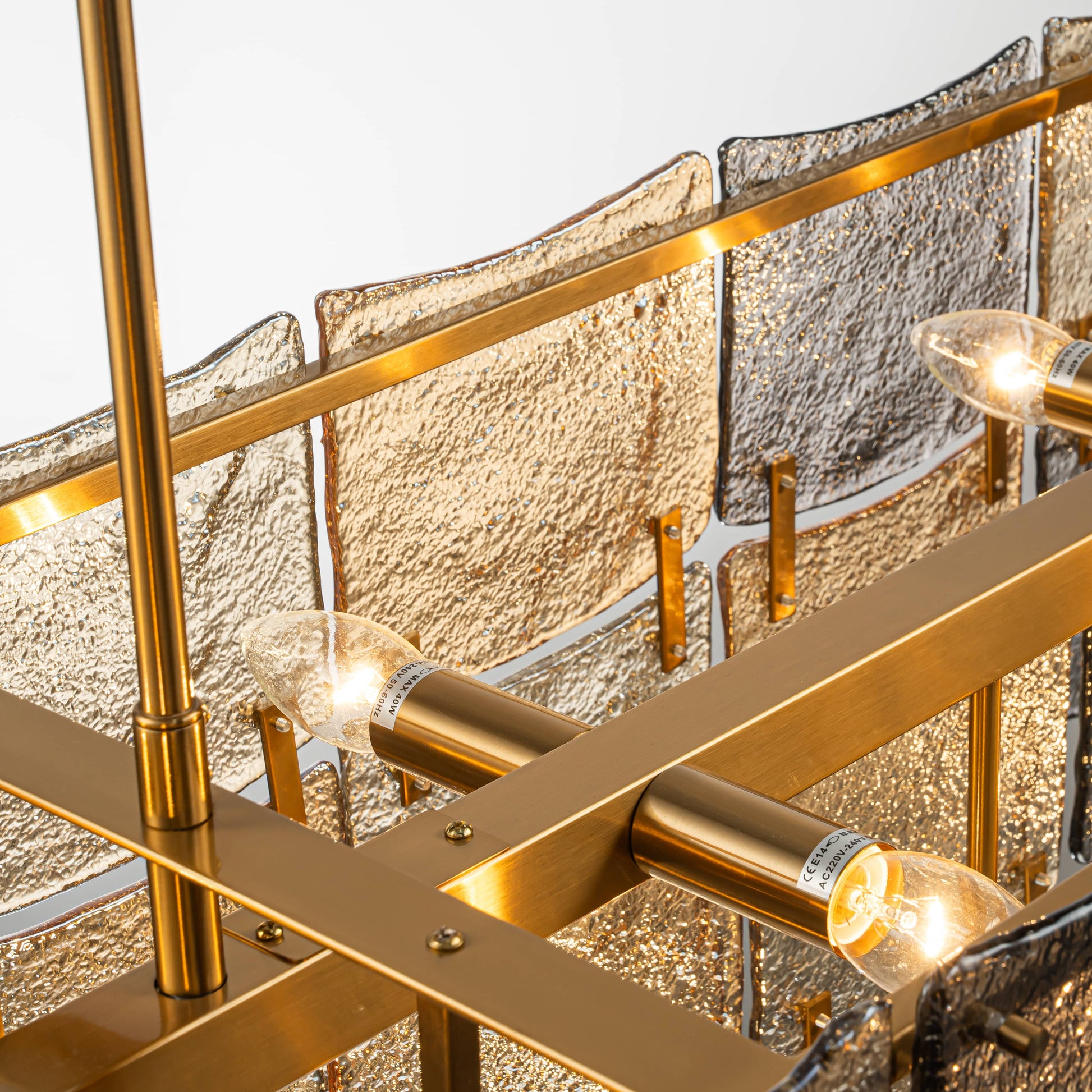 Lights  -  YS 10-1750-11 Iron with Smoked & Amber Glass 11 Light Chandelier  -  60485999