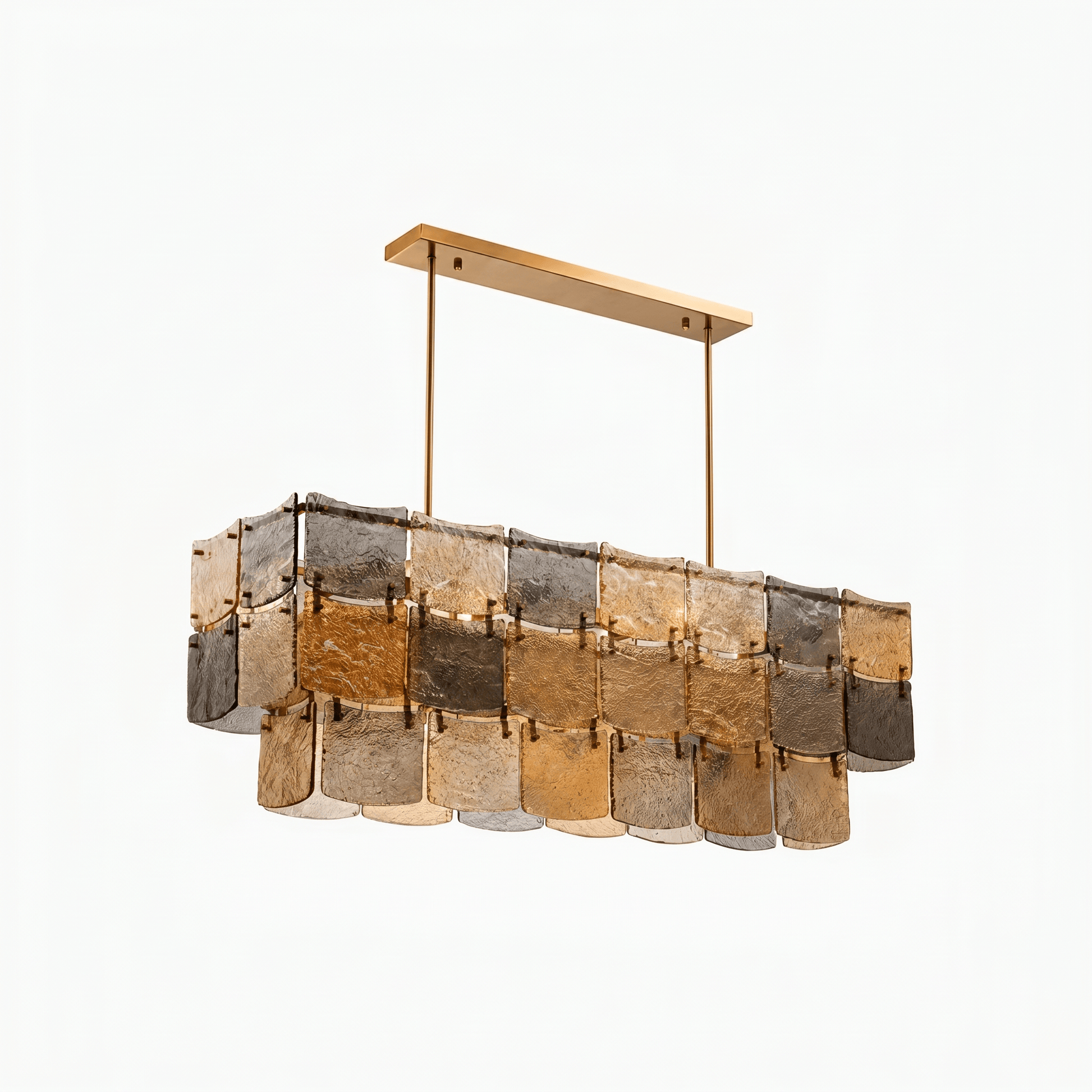 Lights  -  YS 10-1750-11 Iron with Smoked & Amber Glass 11 Light Chandelier  -  60485999