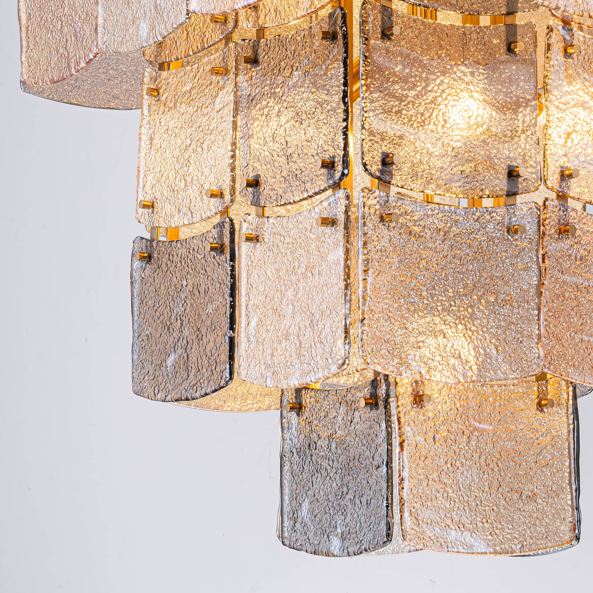 Lights  -  YS 10-1750-17 Iron with Smoked & Amber Glass 17 Light Chandelier  -  60485996