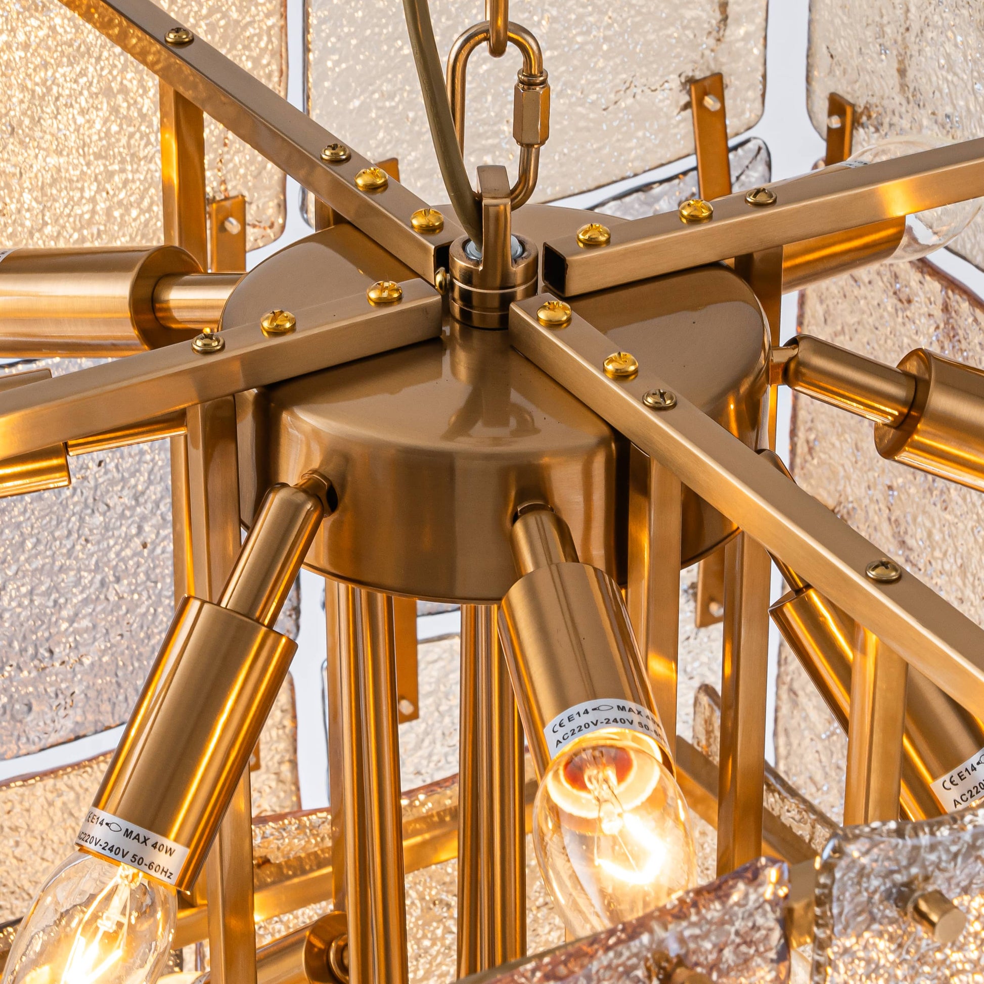 Lights  -  YS 10-1750-17 Iron with Smoked & Amber Glass 17 Light Chandelier  -  60485996