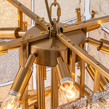 Lights  -  YS 10-1750-17 Iron with Smoked & Amber Glass 17 Light Chandelier  -  60485996