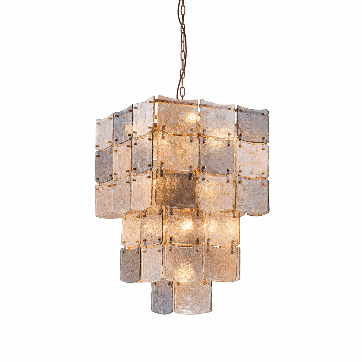 Lights  -  YS 10-1750-17 Iron with Smoked & Amber Glass 17 Light Chandelier  -  60485996