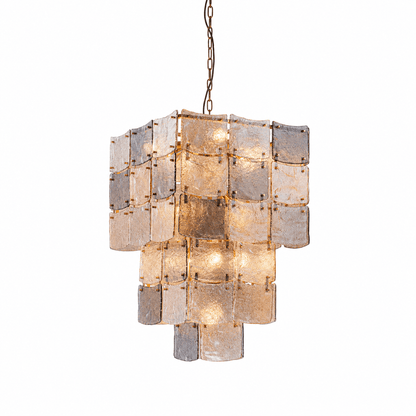 Lights  -  YS 10-1750-17 Iron with Smoked & Amber Glass 17 Light Chandelier  -  60485996