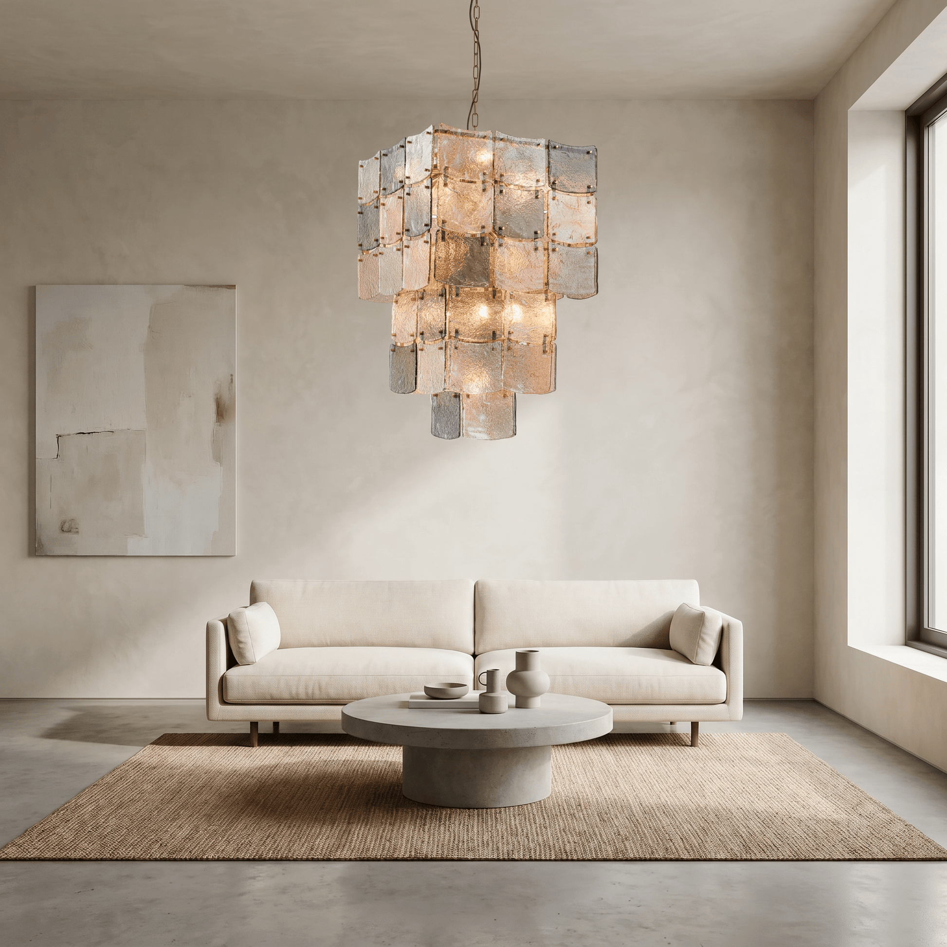 Lights  -  YS 10-1750-17 Iron with Smoked & Amber Glass 17 Light Chandelier  -  60485996