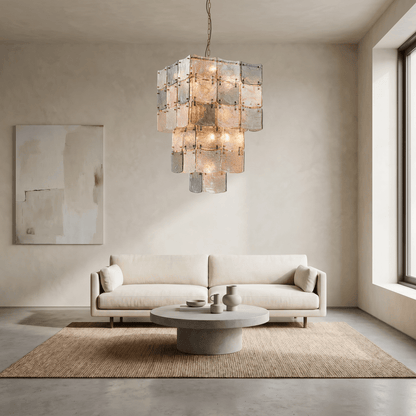 Lights  -  YS 10-1750-17 Iron with Smoked & Amber Glass 17 Light Chandelier  -  60485996