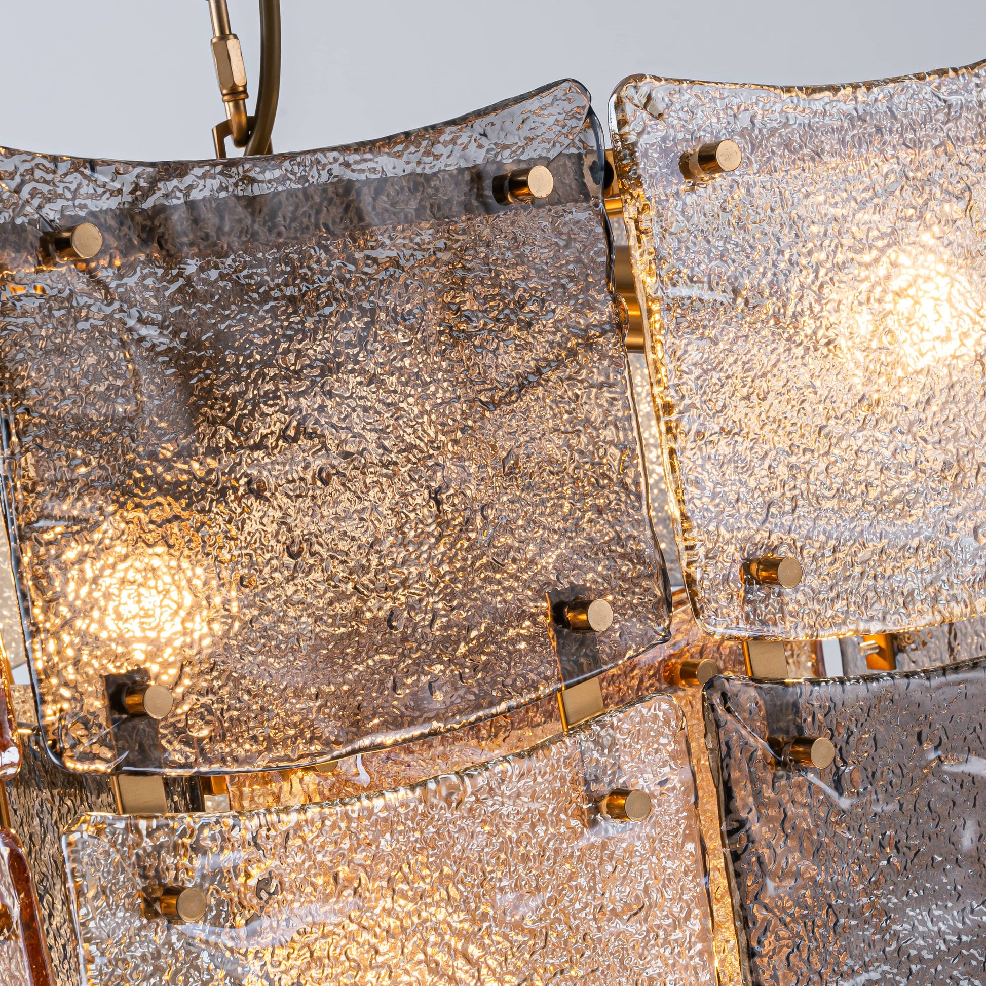Lights  -  YS 10-1750-5 Iron with Smoked & Amber Glass 5 Light Chandelier  -  60485998