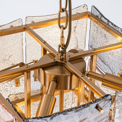 Lights  -  YS 10-1750-5 Iron with Smoked & Amber Glass 5 Light Chandelier  -  60485998