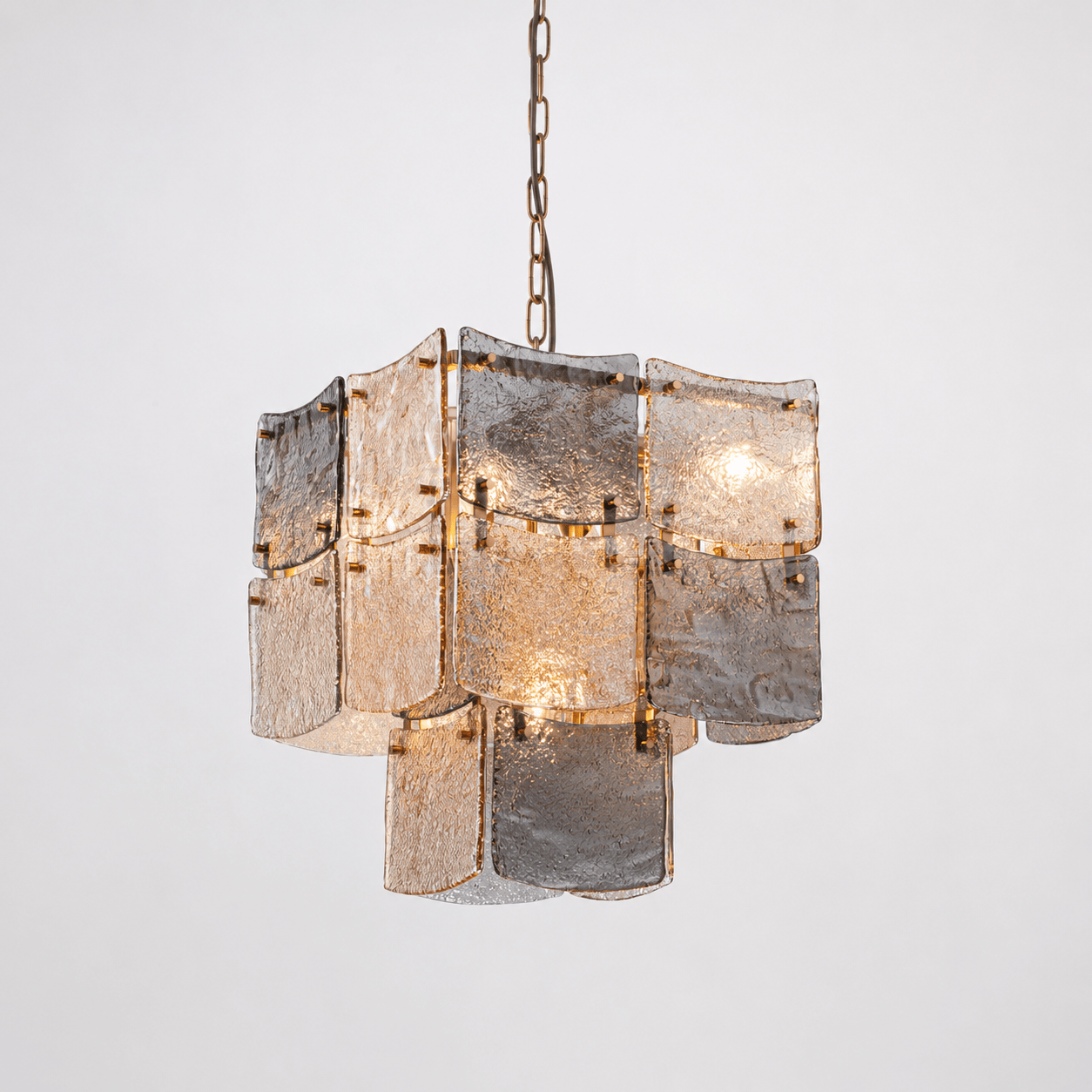 Lights  -  YS 10-1750-5 Iron with Smoked & Amber Glass 5 Light Chandelier  -  60485998