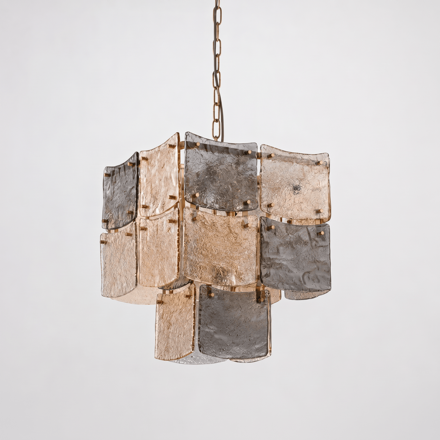 Lights  -  YS 10-1750-5 Iron with Smoked & Amber Glass 5 Light Chandelier  -  60485998