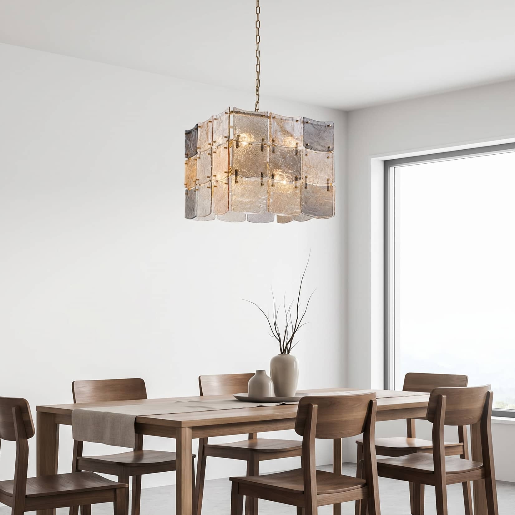 Lights  -  YS 10-1750-8 Iron with Smoked & Amber Glass 8 Light Chandelier  -  60485997