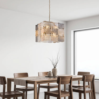 Lights  -  YS 10-1750-8 Iron with Smoked & Amber Glass 8 Light Chandelier  -  60485997