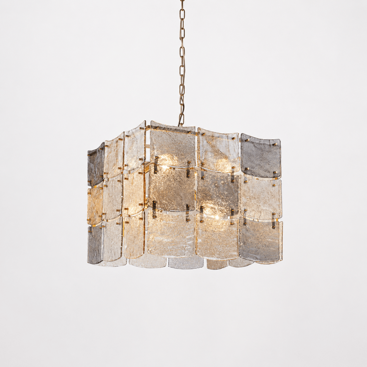 Lights  -  YS 10-1750-8 Iron with Smoked & Amber Glass 8 Light Chandelier  -  60485997