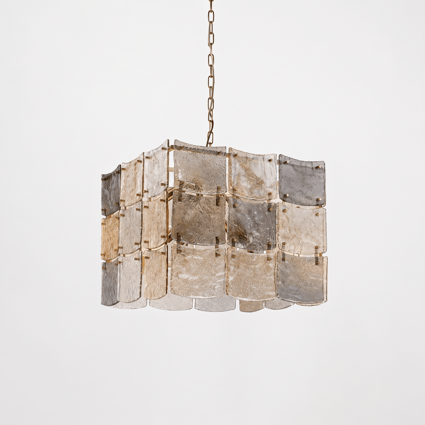 Lights  -  YS 10-1750-8 Iron with Smoked & Amber Glass 8 Light Chandelier  -  60485997