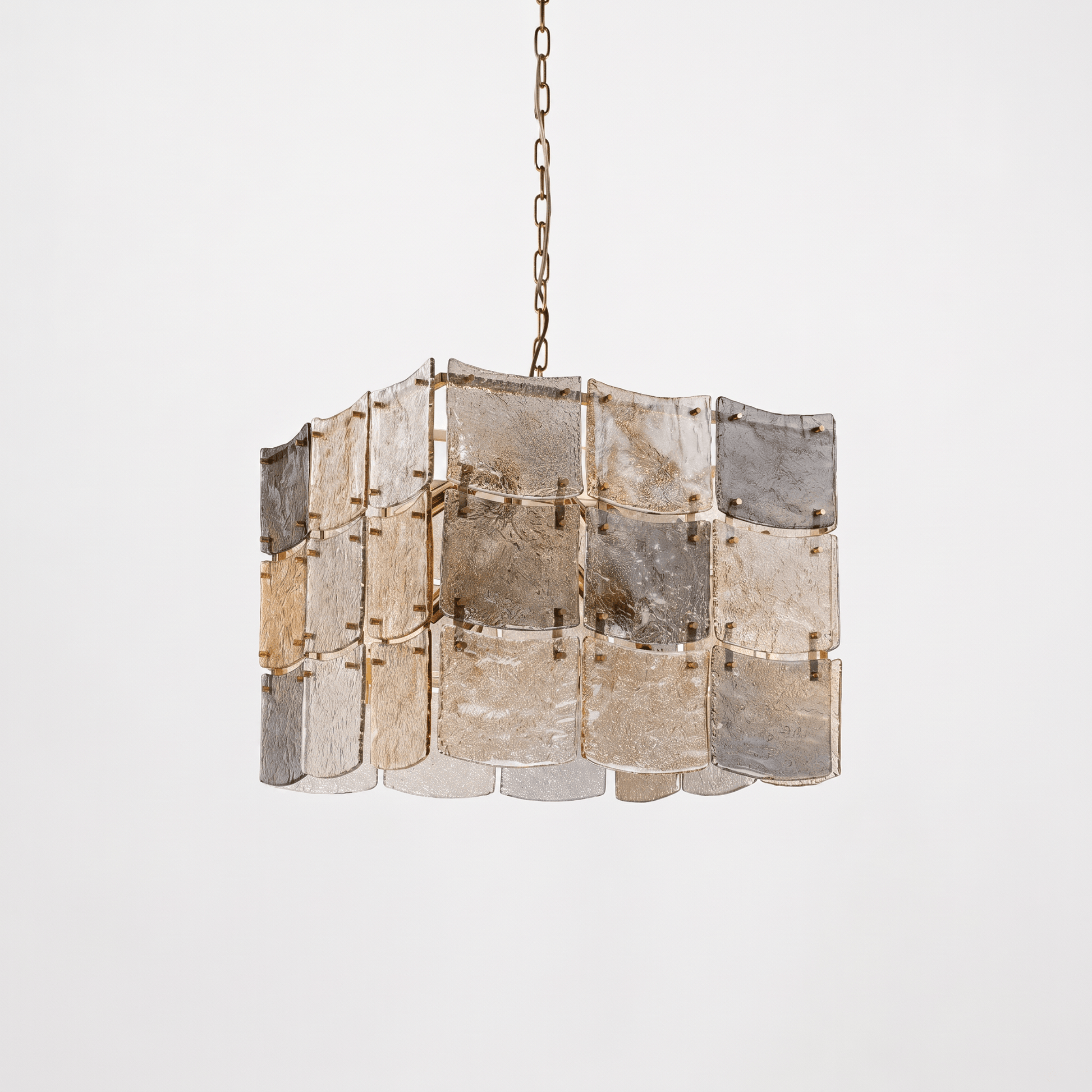 Lights  -  YS 10-1750-8 Iron with Smoked & Amber Glass 8 Light Chandelier  -  60485997
