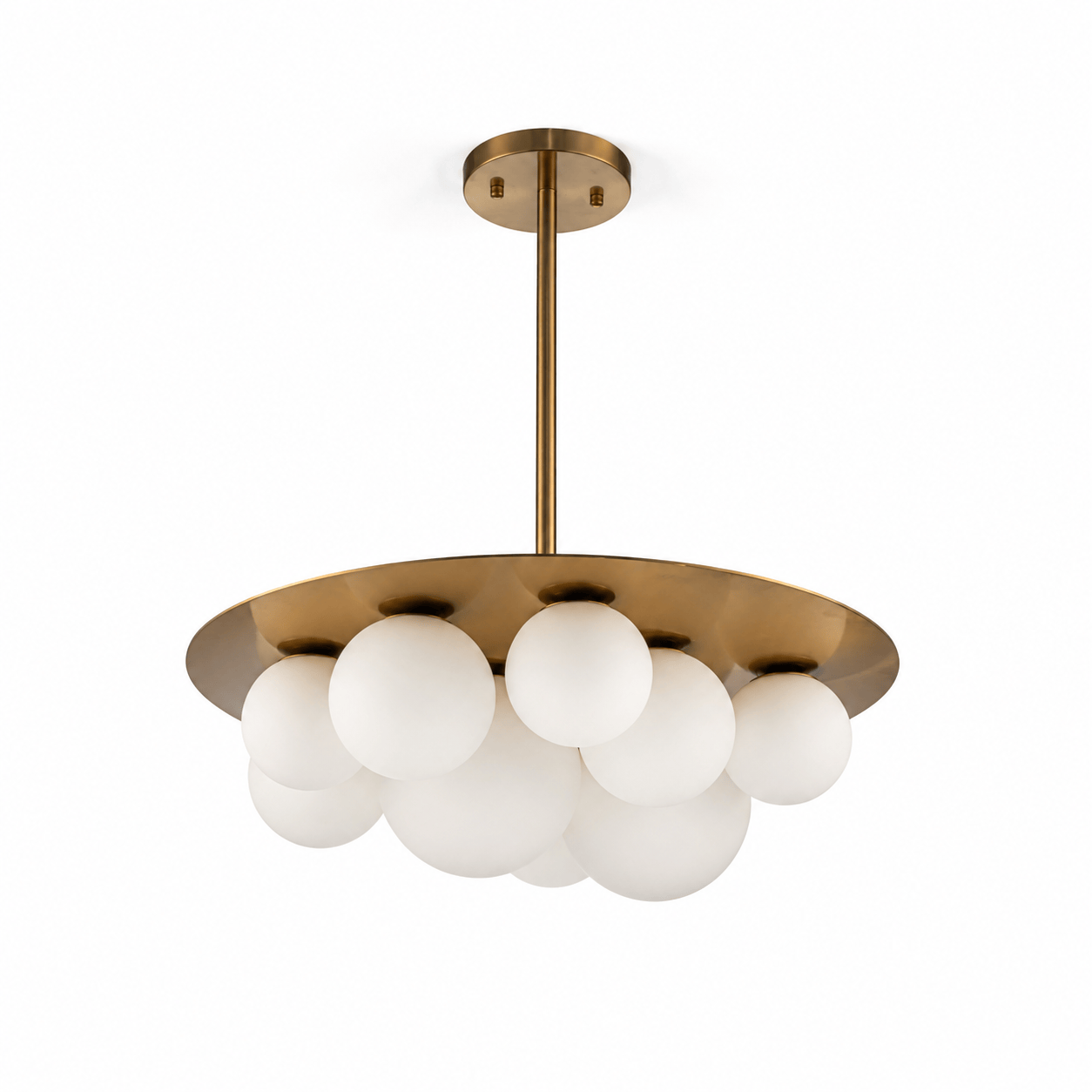 Lights  -  YS 10-1752-10 Stainless Steel & White Glass 10 Light Ceiling Light  -  60486000