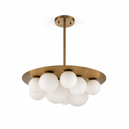 Lights  -  YS 10-1752-10 Stainless Steel & White Glass 10 Light Ceiling Light  -  60486000