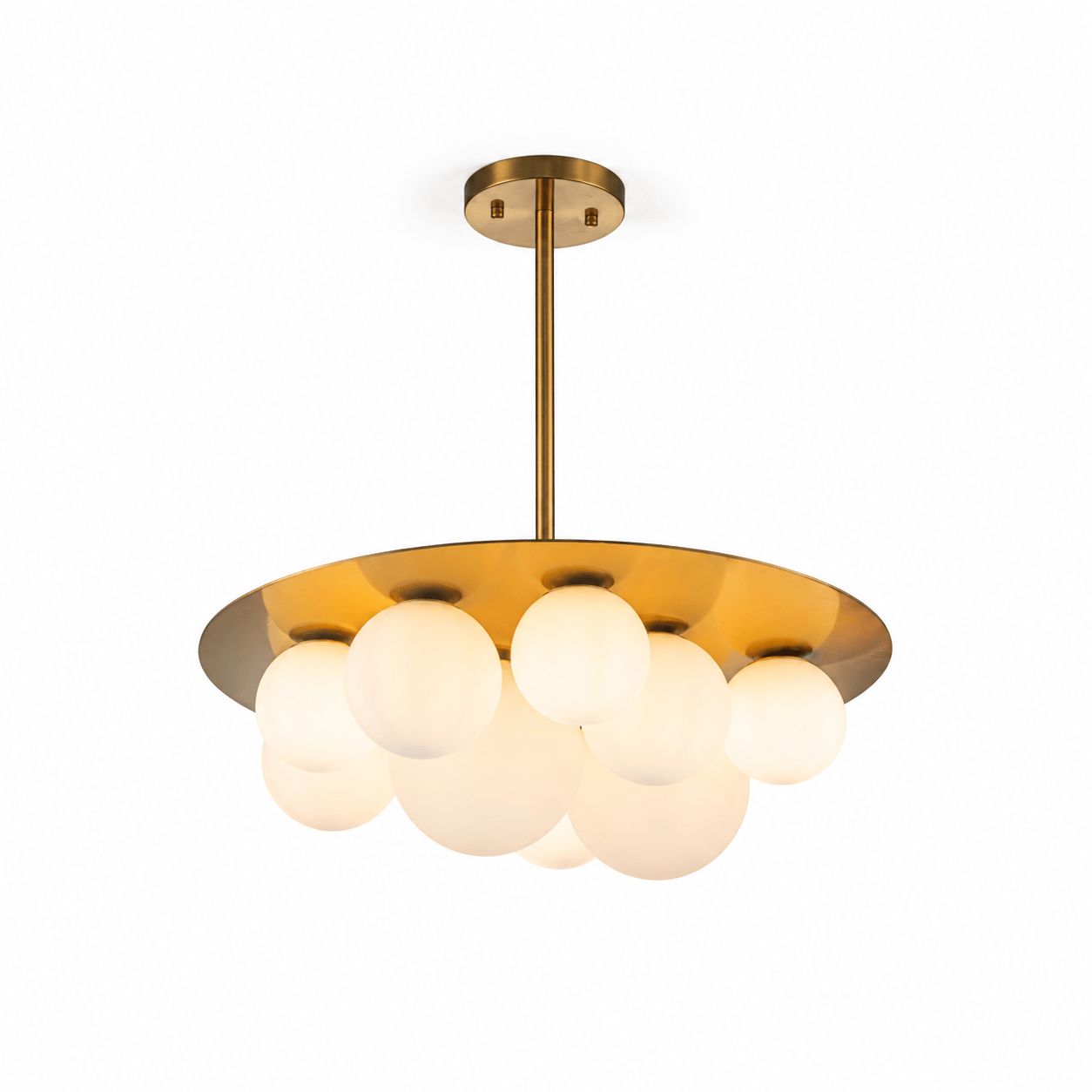 Lights  -  YS 10-1752-10 Stainless Steel & White Glass 10 Light Ceiling Light  -  60486000