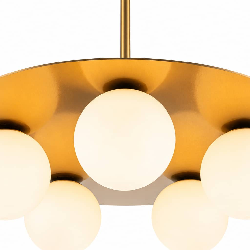 Lights  -  YS 10-1753-5 Stainless Steel & White Glass 5 Light Ceiling Light  -  60486001