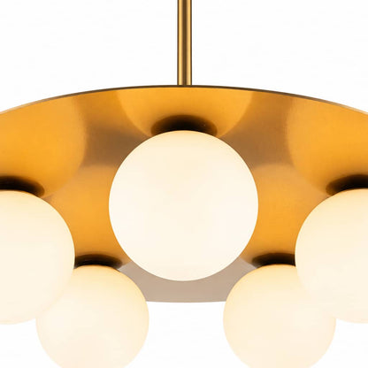 Lights  -  YS 10-1753-5 Stainless Steel & White Glass 5 Light Ceiling Light  -  60486001