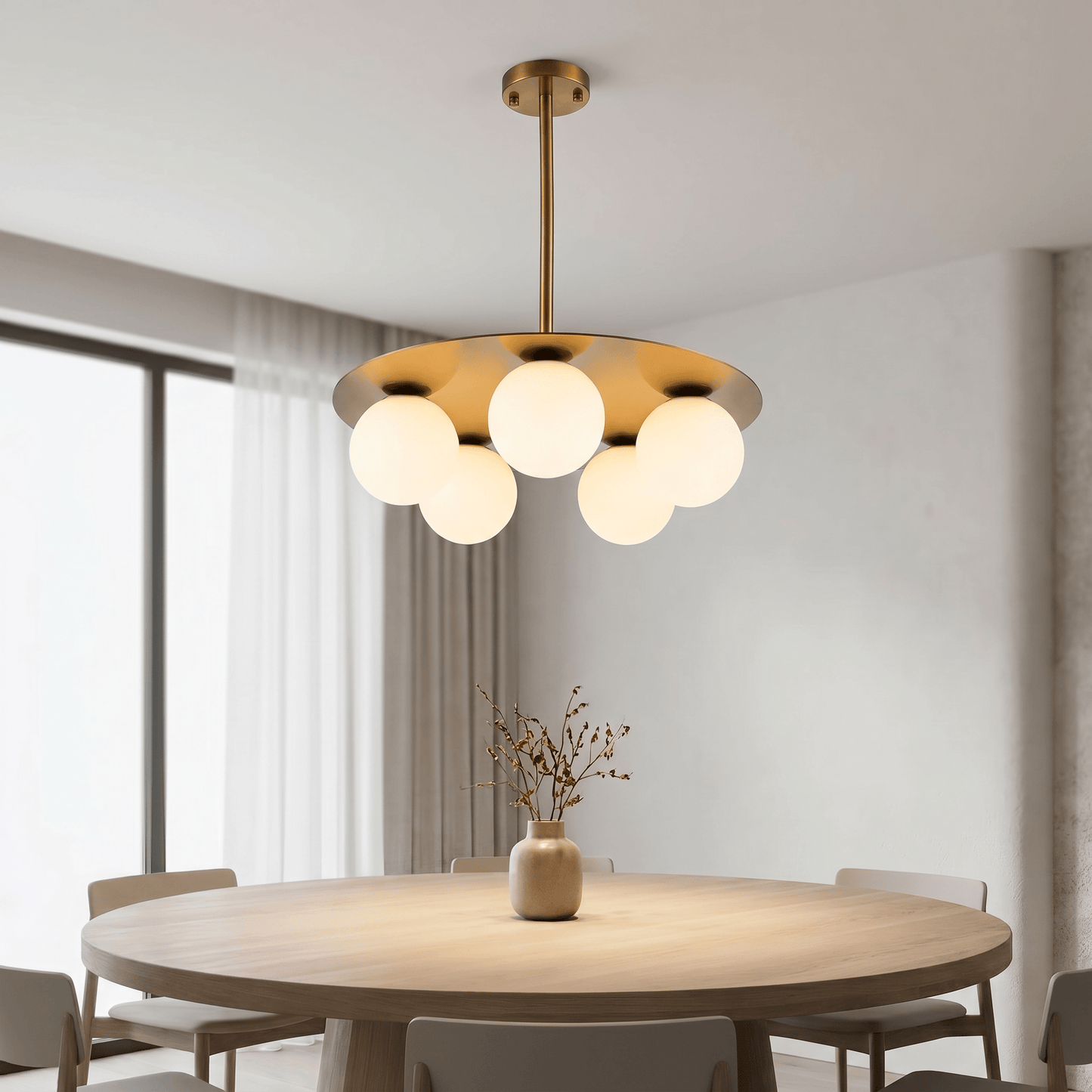 Lights  -  YS 10-1753-5 Stainless Steel & White Glass 5 Light Ceiling Light  -  60486001