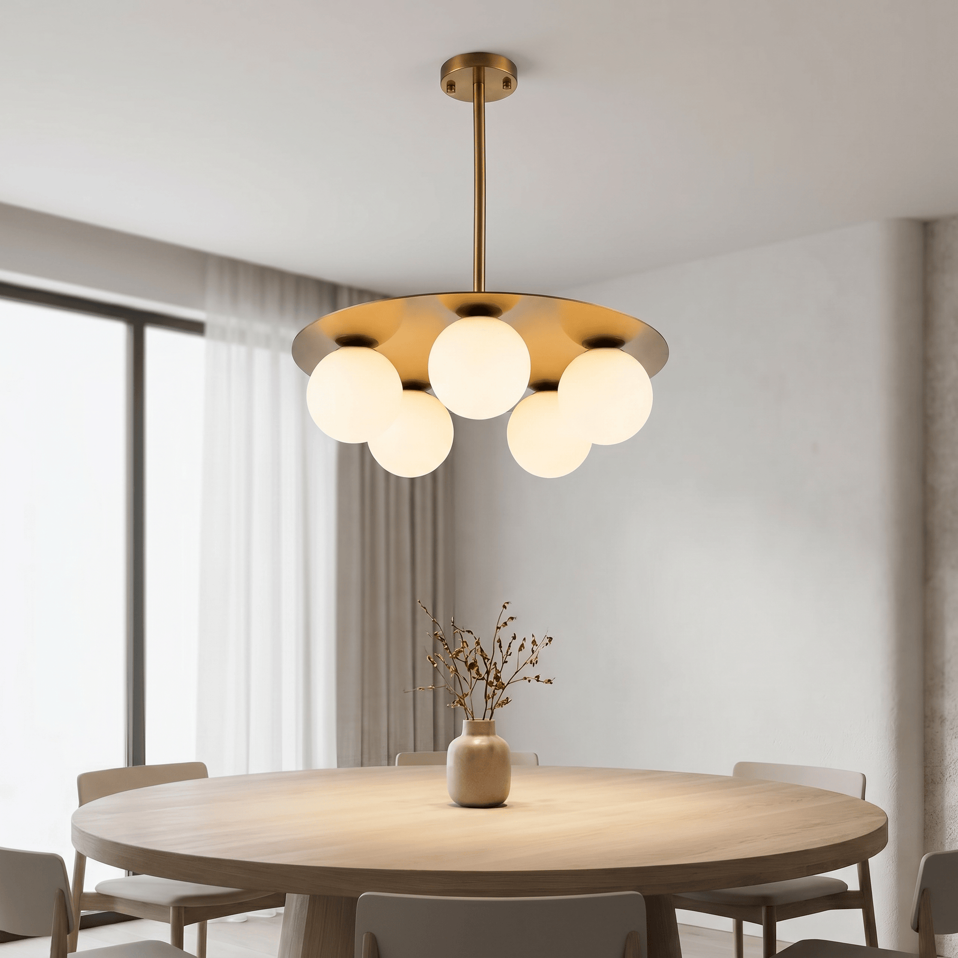 Lights  -  YS 10-1753-5 Stainless Steel & White Glass 5 Light Ceiling Light  -  60486001