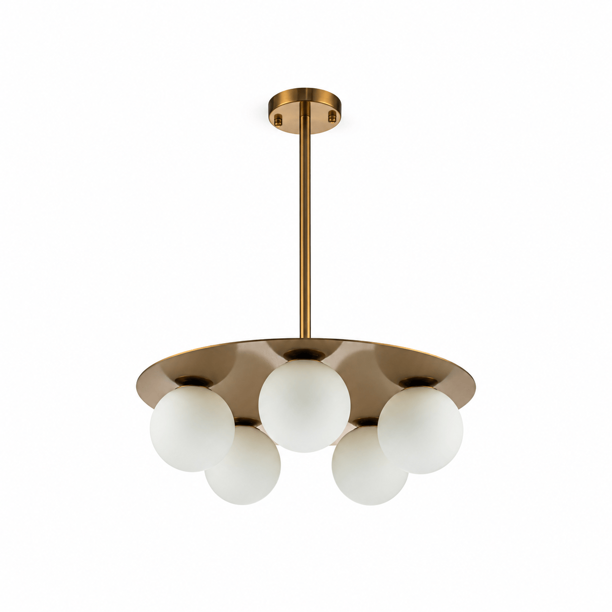 Lights  -  YS 10-1753-5 Stainless Steel & White Glass 5 Light Ceiling Light  -  60486001