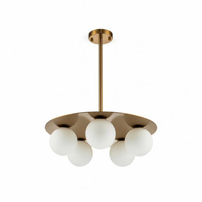 Lights  -  YS 10-1753-5 Stainless Steel & White Glass 5 Light Ceiling Light  -  60486001