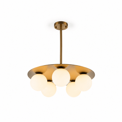 Lights  -  YS 10-1753-5 Stainless Steel & White Glass 5 Light Ceiling Light  -  60486001