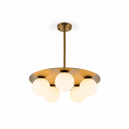 Lights  -  YS 10-1753-5 Stainless Steel & White Glass 5 Light Ceiling Light  -  60486001