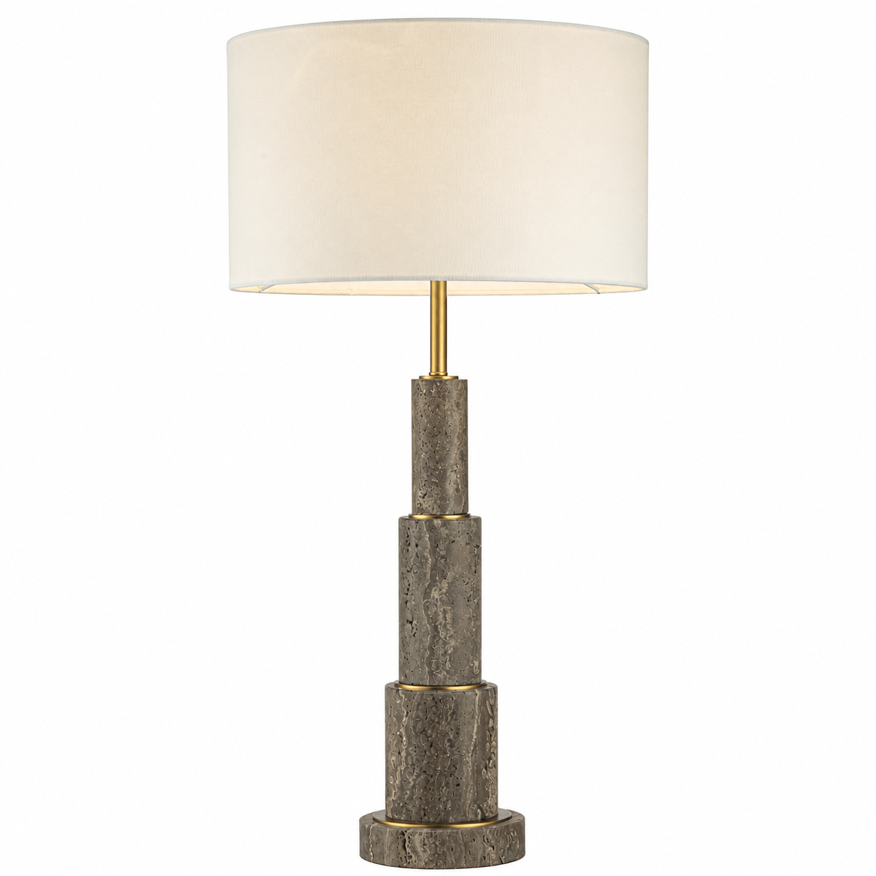 YS 12-0017-1ST Iron & Silver Table Lamp with Linen Shade