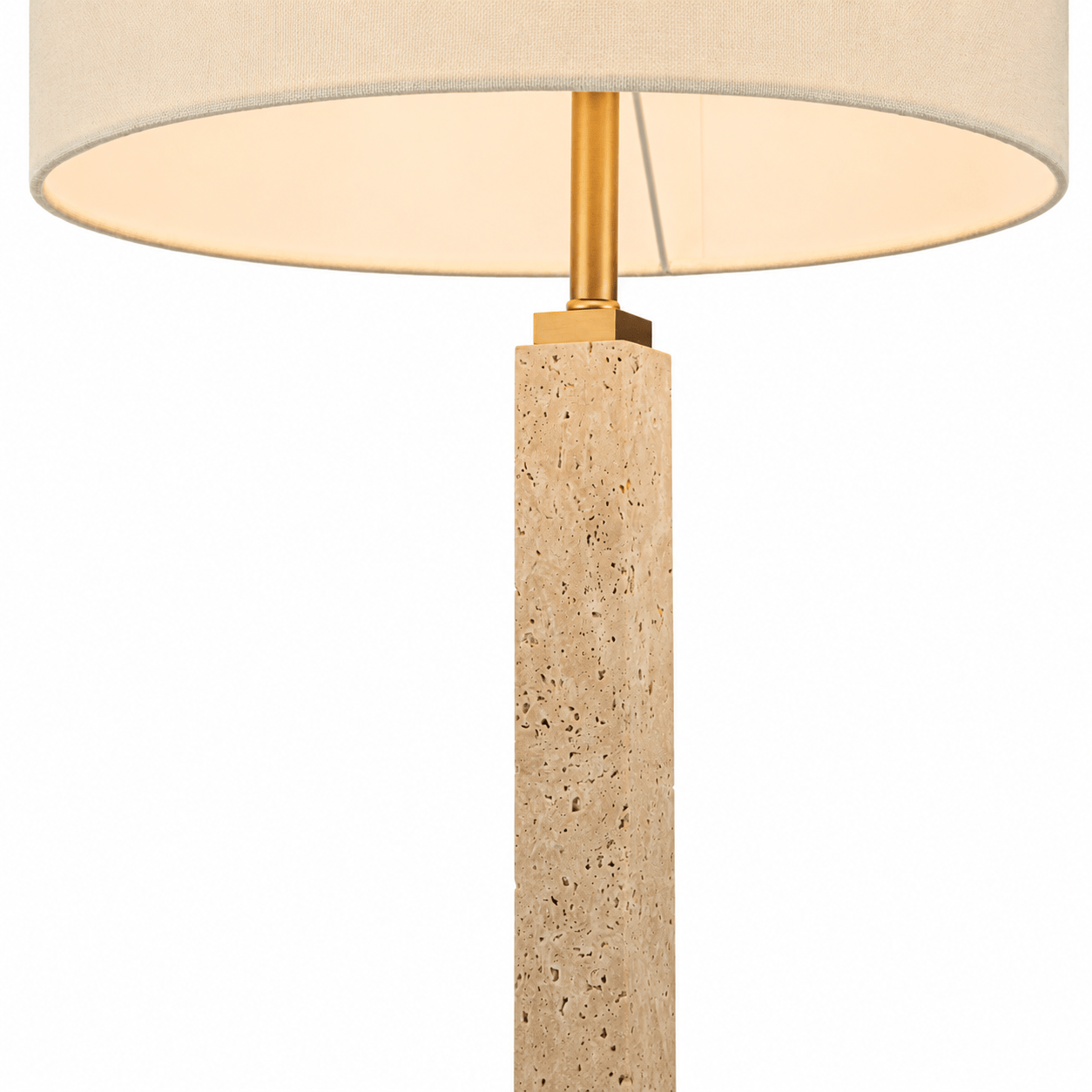 Lights  -  YS 12-0102-1 Iron & Travertine Table Lamp with Fabric Shade  -  60485992