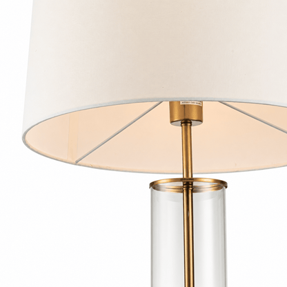 Lights  -  YS 12-1299-1BB Iron & Glass Table Lamp with Fabric Shade - Brushed Brass  -  60485995